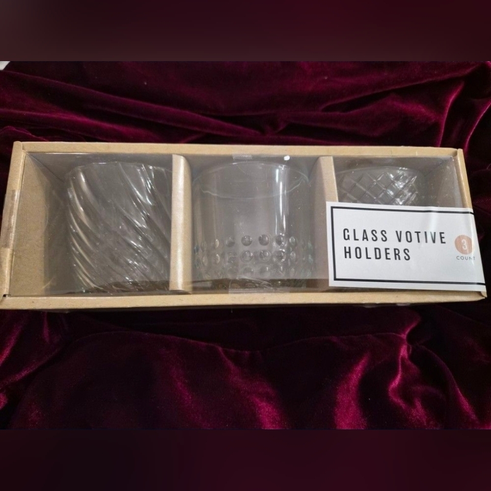 Three Pack Clear Glass Votive Candle Holders